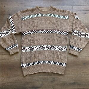 Roebucks Vintage cream  Patterned Crewneck Sweater ! Medium